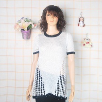 2014新款毛衣女 个性设计 亮珠片 优雅休闲镂空短袖宽松批发定制