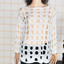 2014新款圆洞镂空女毛衣 独特设计 七分袖 休闲时尚 批发定制
