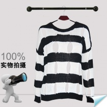 2014年新款女毛衣 条纹设计 经典镂空 多色可选 时尚大方优雅韩版